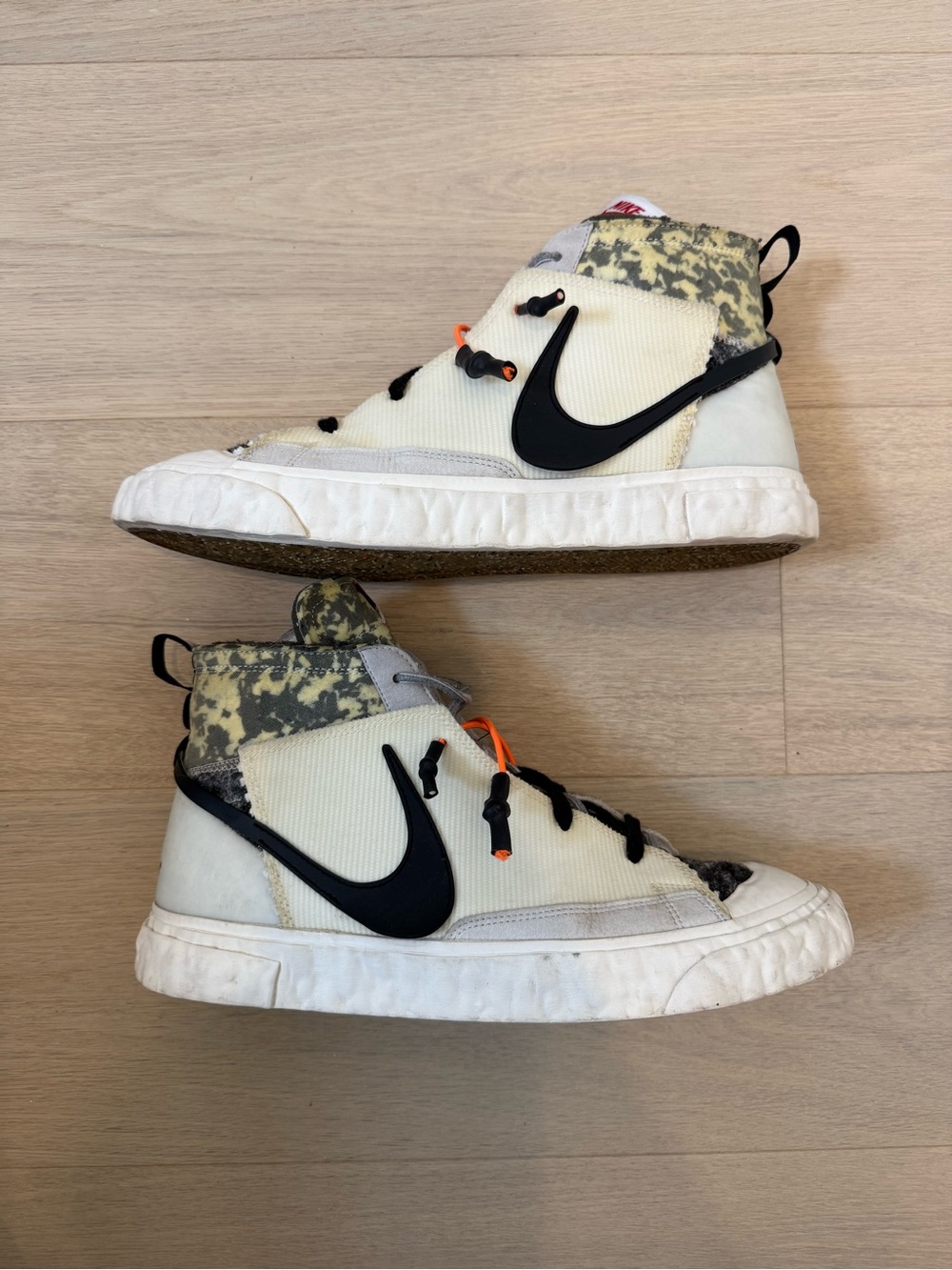 Nike High-Top Sneakers - White with Black Swoosh